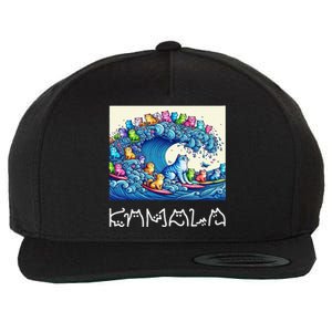 Blue Cats Wave For Kamala Harris Funny Wool Snapback Cap