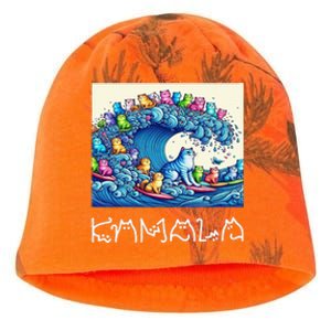 Blue Cats Wave For Kamala Harris Funny Kati - Camo Knit Beanie