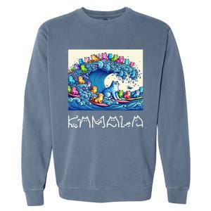 Blue Cats Wave For Kamala Harris Funny Garment-Dyed Sweatshirt