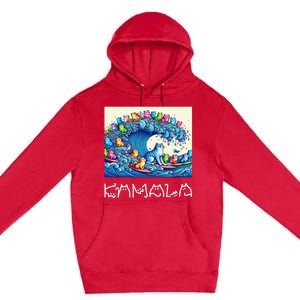 Blue Cats Wave For Kamala Harris Funny Premium Pullover Hoodie