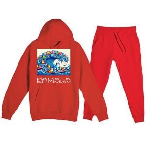 Blue Cats Wave For Kamala Harris Funny Premium Hooded Sweatsuit Set