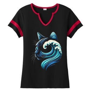 Blue Cats Wave For Kamala Funny Blue Wave Of Cat Ladies Gift Ladies Halftime Notch Neck Tee