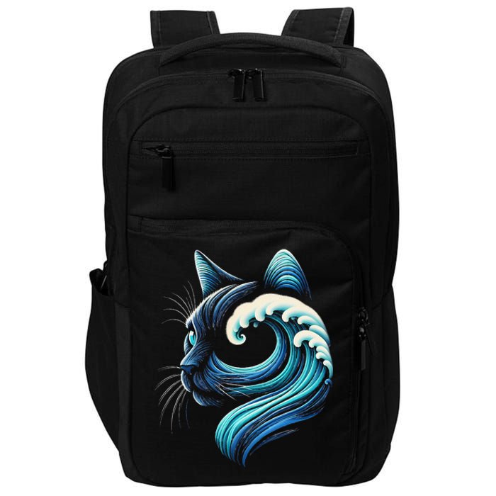 Blue Cats Wave For Kamala Funny Blue Wave Of Cat Ladies Gift Impact Tech Backpack