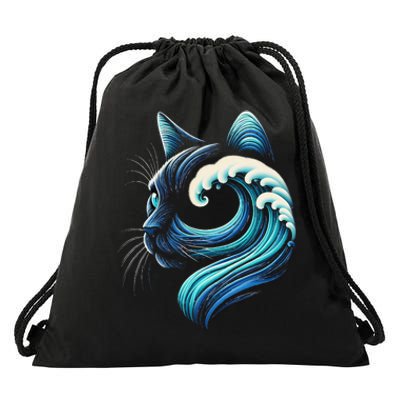 Blue Cats Wave For Kamala Funny Blue Wave Of Cat Ladies Gift Drawstring Bag