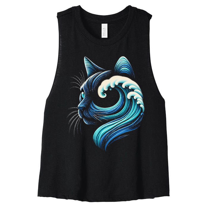 Blue Cats Wave For Kamala Funny Blue Wave Of Cat Ladies Gift Women's Racerback Cropped Tank