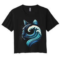 Blue Cats Wave For Kamala Funny Blue Wave Of Cat Ladies Gift Women's Crop Top Tee