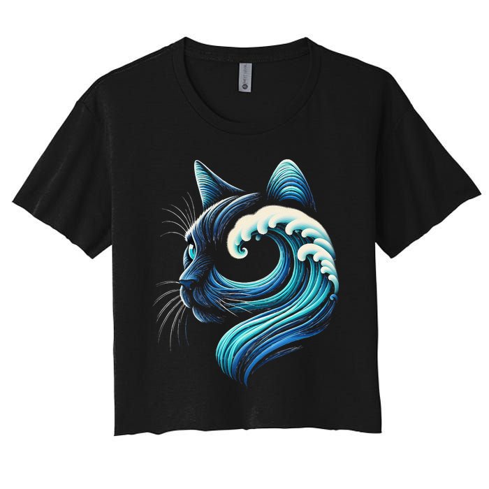 Blue Cats Wave For Kamala Funny Blue Wave Of Cat Ladies Gift Women's Crop Top Tee