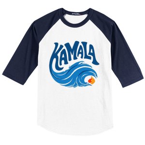 Blue Cat Wave For Kamala Harris Trump Baseball Sleeve Shirt