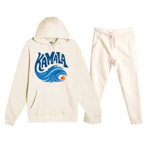 Blue Cat Wave For Kamala Harris Trump Premium Hooded Sweatsuit Set