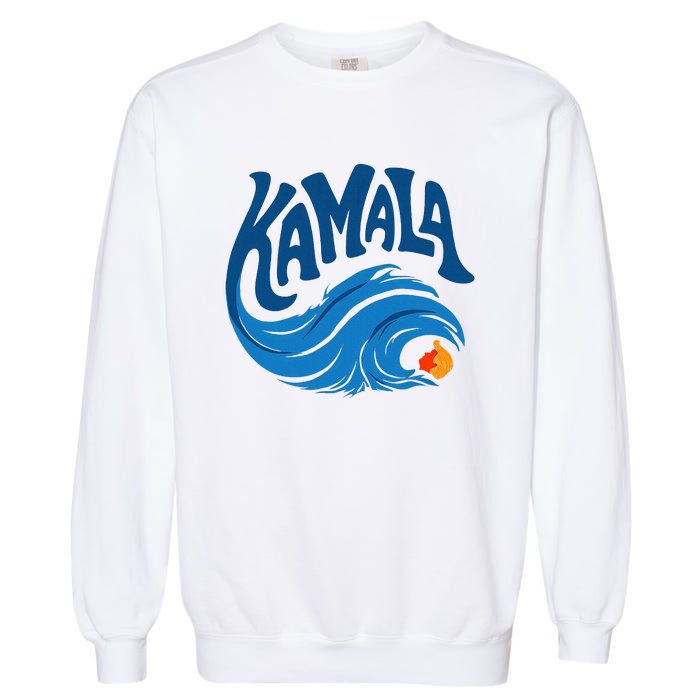 Blue Cat Wave For Kamala Harris Trump Garment-Dyed Sweatshirt