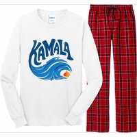 Blue Cat Wave For Kamala Harris Trump Long Sleeve Pajama Set