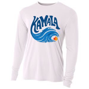 Blue Cat Wave For Kamala Harris Trump Cooling Performance Long Sleeve Crew