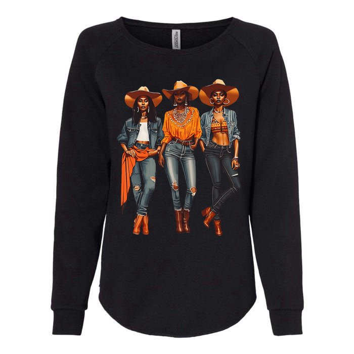 Black Cowgirl Western Rodeo Melanin Black History Texas Womens California Wash Sweatshirt