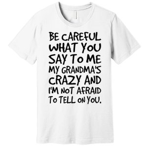 Be Careful What You Say To Me My Grandmas Crazy Funny Family Premium T-Shirt