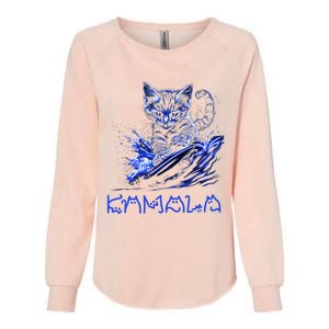 Blue Cats Wave For Kamala Funny Kamala Harris Cat Ladies Womens California Wash Sweatshirt