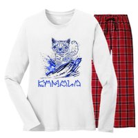 Blue Cats Wave For Kamala Funny Kamala Harris Cat Ladies Women's Long Sleeve Flannel Pajama Set 