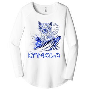 Blue Cats Wave For Kamala Funny Kamala Harris Cat Ladies Women's Perfect Tri Tunic Long Sleeve Shirt