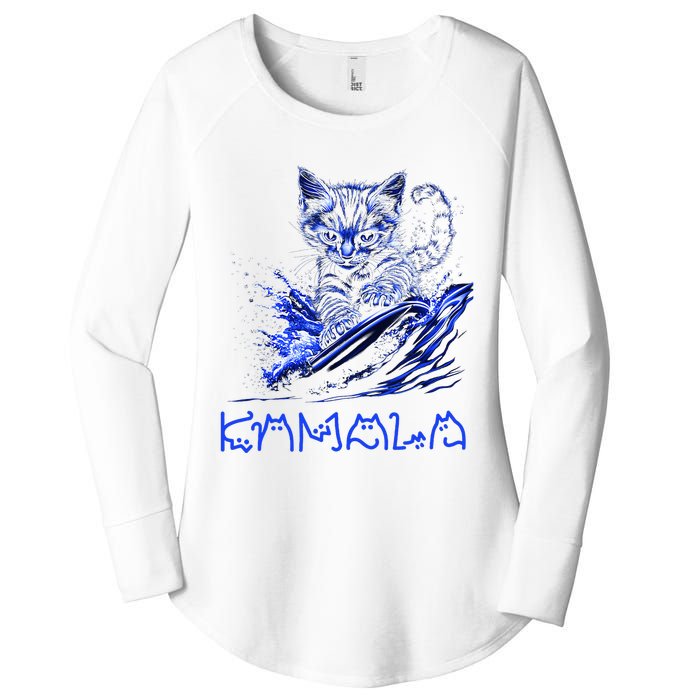 Blue Cats Wave For Kamala Funny Kamala Harris Cat Ladies Women's Perfect Tri Tunic Long Sleeve Shirt