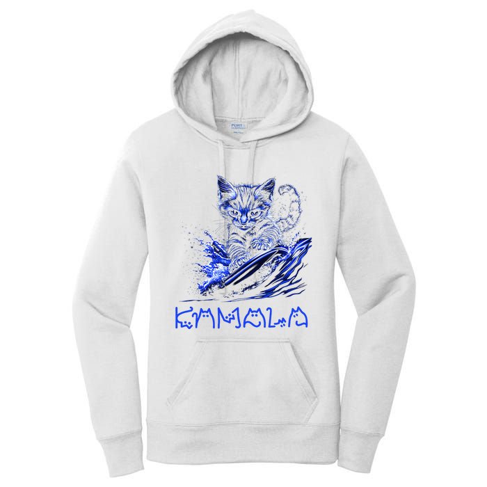 Blue Cats Wave For Kamala Funny Kamala Harris Cat Ladies Women's Pullover Hoodie