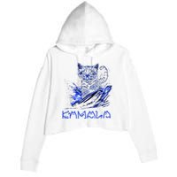 Blue Cats Wave For Kamala Funny Kamala Harris Cat Ladies Crop Fleece Hoodie