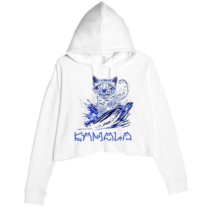 Blue Cats Wave For Kamala Funny Kamala Harris Cat Ladies Crop Fleece Hoodie