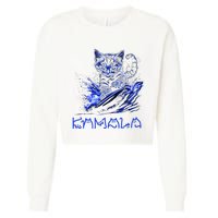 Blue Cats Wave For Kamala Funny Kamala Harris Cat Ladies Cropped Pullover Crew