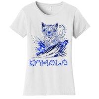 Blue Cats Wave For Kamala Funny Kamala Harris Cat Ladies Women's T-Shirt