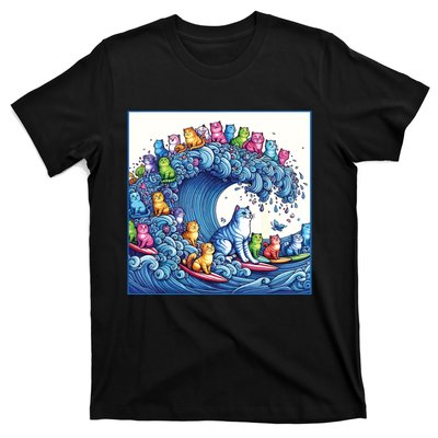 Blue Cats Wave For Kamala Funny Cat Lady T-Shirt