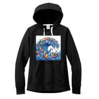 Blue Cats Wave For Kamala Funny Cat Lady Women's Fleece Hoodie