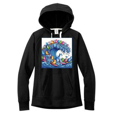 Blue Cats Wave For Kamala Funny Cat Lady Women's Fleece Hoodie