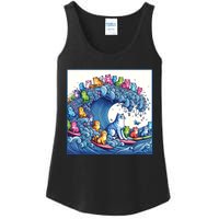 Blue Cats Wave For Kamala Funny Cat Lady Ladies Essential Tank