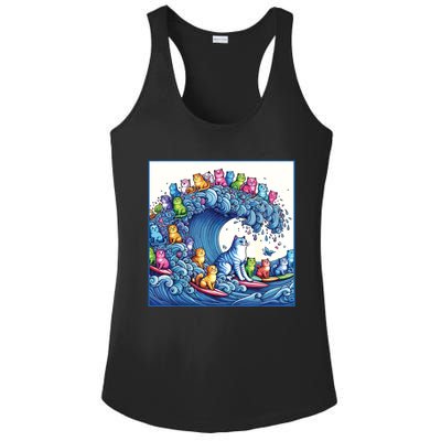 Blue Cats Wave For Kamala Funny Cat Lady Ladies PosiCharge Competitor Racerback Tank