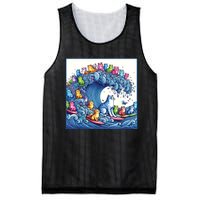 Blue Cats Wave For Kamala Funny Cat Lady Mesh Reversible Basketball Jersey Tank