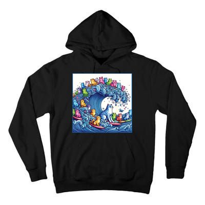 Blue Cats Wave For Kamala Funny Cat Lady Tall Hoodie