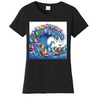 Blue Cats Wave For Kamala Funny Cat Lady Women's T-Shirt