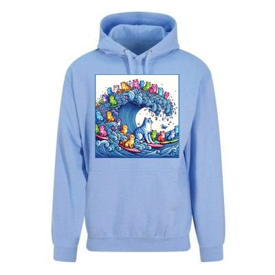 Blue Cats Wave For Kamala Funny Cat Lady Unisex Surf Hoodie