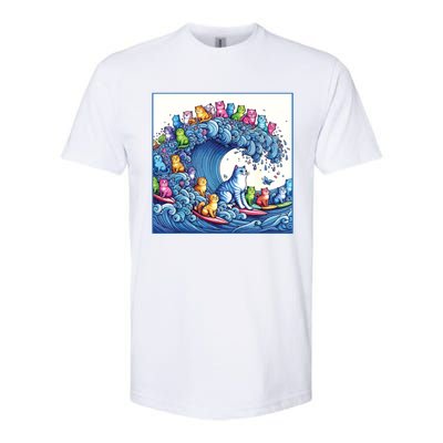 Blue Cats Wave For Kamala Funny Cat Lady Softstyle CVC T-Shirt