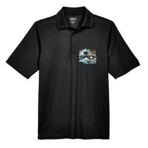 Blue Cats Wave For Kamala Funny Cat Lady President Men's Origin Performance Pique Polo