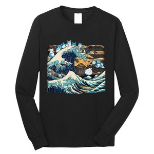 Blue Cats Wave For Kamala Funny Cat Lady President Long Sleeve Shirt