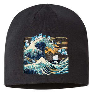 Blue Cats Wave For Kamala Funny Cat Lady President Sustainable Beanie