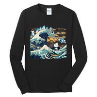 Blue Cats Wave For Kamala Funny Cat Lady President Tall Long Sleeve T-Shirt