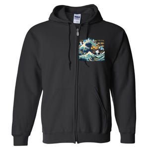 Blue Cats Wave For Kamala Funny Cat Lady President Full Zip Hoodie