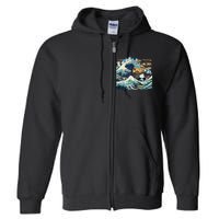 Blue Cats Wave For Kamala Funny Cat Lady President Full Zip Hoodie