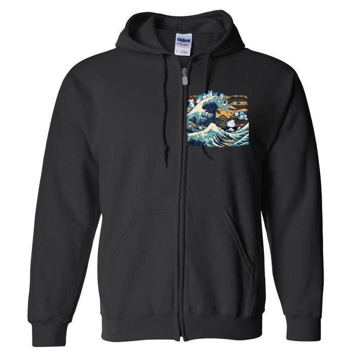 Blue Cats Wave For Kamala Funny Cat Lady President Full Zip Hoodie