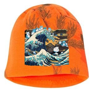 Blue Cats Wave For Kamala Funny Cat Lady President Kati - Camo Knit Beanie