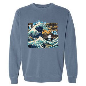 Blue Cats Wave For Kamala Funny Cat Lady President Garment-Dyed Sweatshirt