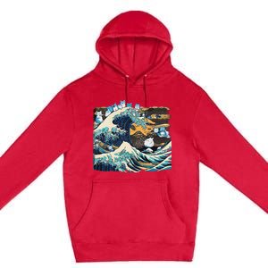 Blue Cats Wave For Kamala Funny Cat Lady President Premium Pullover Hoodie