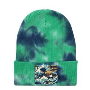 Blue Cats Wave For Kamala Funny Cat Lady President Tie Dye 12in Knit Beanie