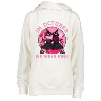 Breast Cancer Warrior Shirts Witches In October We Wear Pink Womens Funnel Neck Pullover Hood