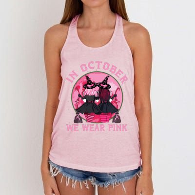 Breast Cancer Warrior Shirts Witches In October We Wear Pink Women's Knotted Racerback Tank